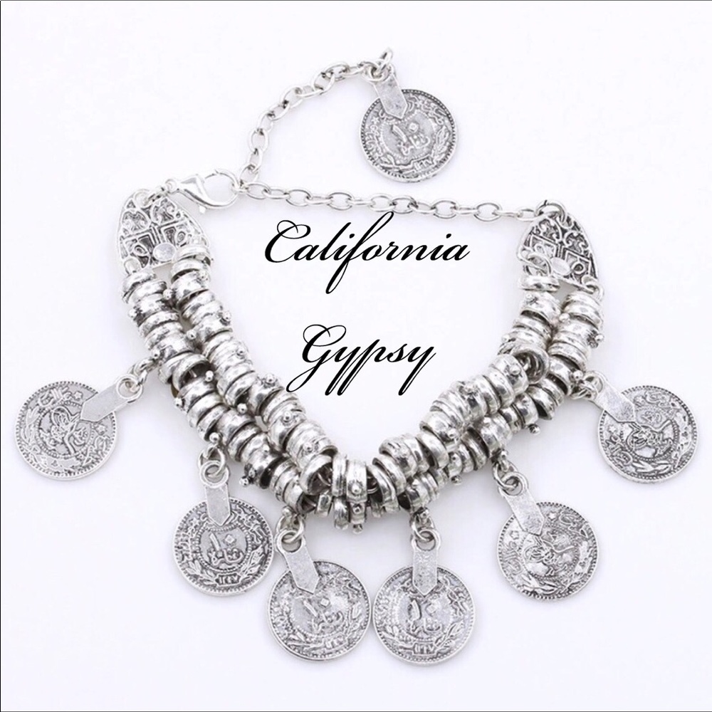 Boho ethnic Gypsy Tibetan silver coin bracelet✨ - Picture 3 of 8